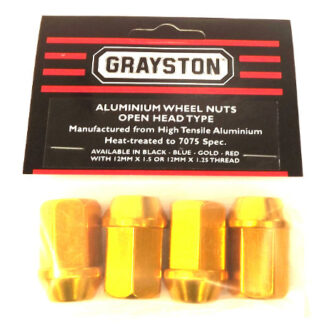 Grayston 12Mm 1.25 Gold Aluminium Nut-Open