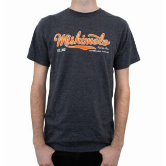 Mishimoto MEN'S ATHLETIC SCRIPT T-SHIRT, GRAY, SMALL
