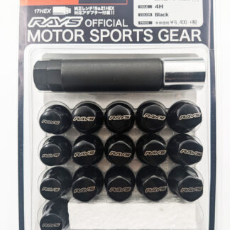 RAYS 17HEX Lock Nut Set M12x1.25 (12+4+Tool) Black w/logo