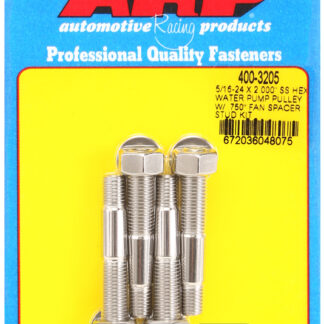 ARP 5/16-24 X 2.000 SS hex water pump pulley w/ .750 fan spacer stud kit