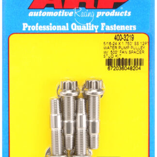 ARP 5/16-24 X 1.750 SS 12pt water pump pulley w/ .500 fan spacer stud kit