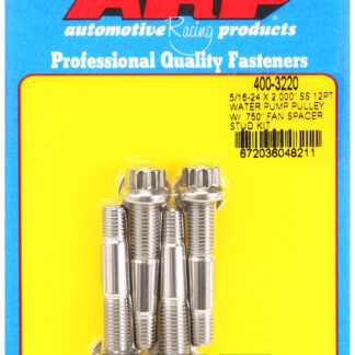 ARP 5/16-24 X 2.000 SS 12pt water pump pulley w/ .750 fan spacer stud kit