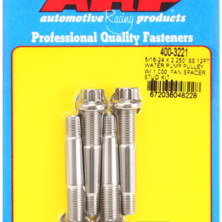 ARP 5/16-24 X 2.250 SS 12pt water pump pulley w/ 1.000 fan spacer stud kit